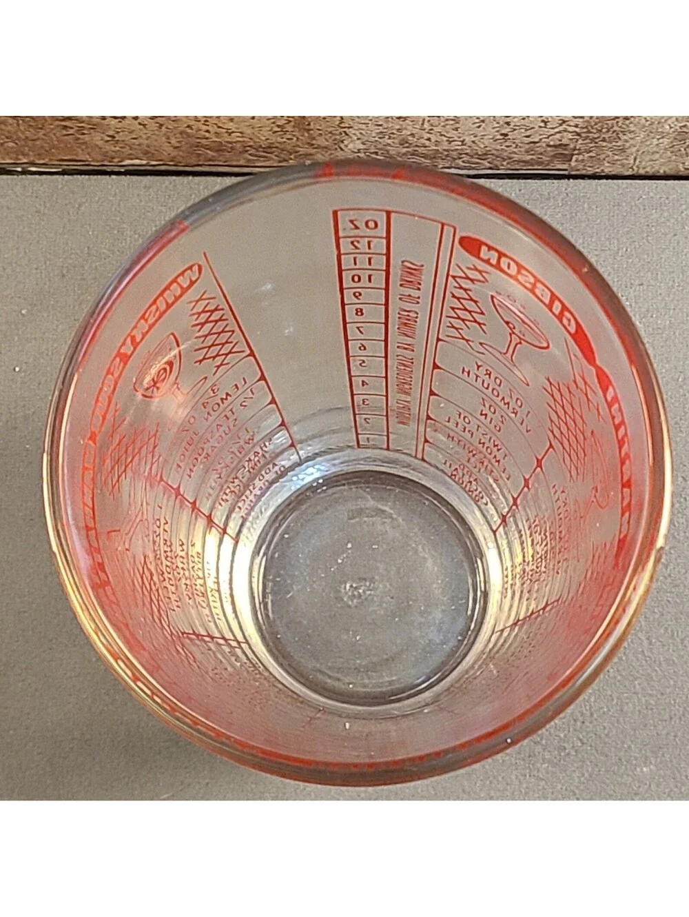 Vtg Federal Glass Mixology & Recipe Tumbler  Retro Red Print  MCM Barware Glass